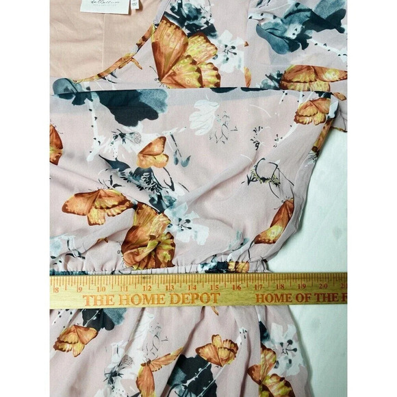 LaBellum Hillary Scott Maxi Dress XL Butterfly Cottagecore Floral Riffle Chiffon - Picture 8 of 9